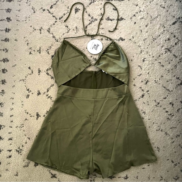 Princess Polly Satin Silk Cut Out Tie Romper - Picture 3 of 5